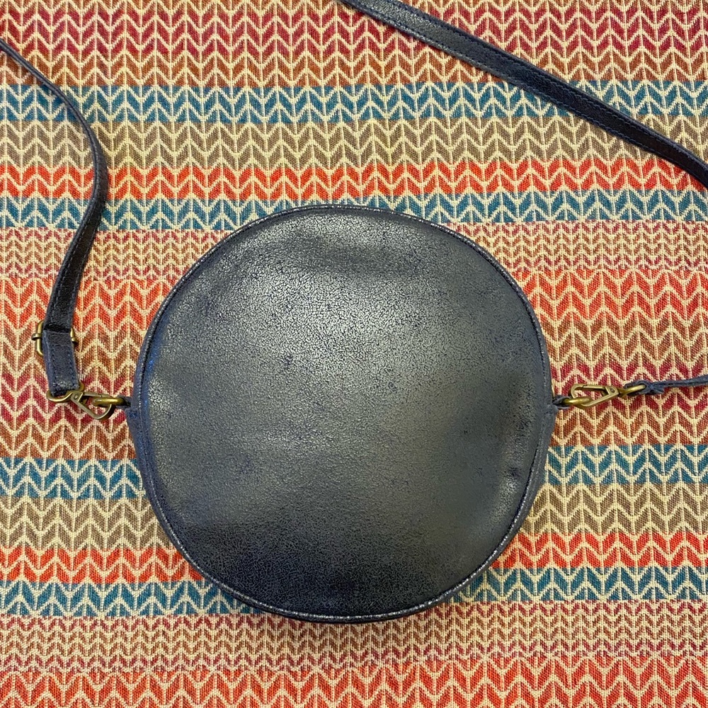 Vimoda Paris Circular Blue Leather Zipper Bag Italy - Picture 3 of 8